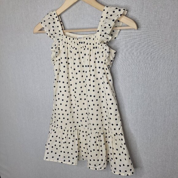 💙 Gap Kids Girls Cotton Polkadot Ruffle Straps Lined Dress Size S Preppy Cute O - Picture 3 of 9
